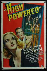 h351 HIGH POWERED one-sheet movie poster '45 Phyllis Brooks, Robert Lowery