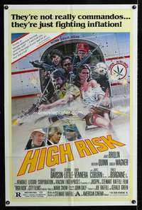 h352 HIGH RISK one-sheet movie poster '81 James Brolin, Gary Meyer art!