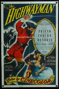 h354 HIGHWAYMAN one-sheet movie poster '51 Philip Friend, Charles Coburn