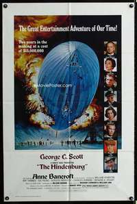 h357 HINDENBURG one-sheet movie poster '75 George C. Scott, Anne Bancroft