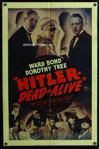 h364 HITLER-DEAD OR ALIVE one-sheet movie poster '42 hunters after Adolf!