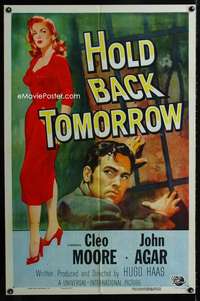 h365 HOLD BACK TOMORROW one-sheet movie poster '55 Cleo Moore, John Agar