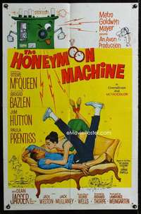 h371 HONEYMOON MACHINE one-sheet movie poster '61 young Steve McQueen!