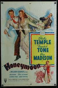 h370 HONEYMOON one-sheet movie poster '47 Shirley Temple, Franchot Tone