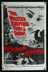 h379 HORROR CHAMBER OF DR FAUSTUS/MANSTER one-sheet movie poster '62 wild!