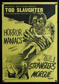 h380 HORROR MANIACS/STRANGLER'S MORGUE one-sheet movie poster '50s wacky!