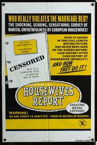 h389 HOUSEWIVES REPORT one-sheet movie poster '71 European unfaithfulness!