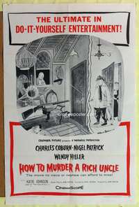 h390 HOW TO MURDER A RICH UNCLE one-sheet movie poster '58 Addams art!