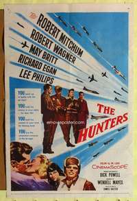 h392 HUNTERS one-sheet movie poster '58 Robert Mitchum, Robert Wagner