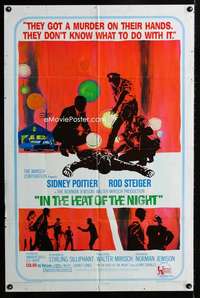 h399 IN THE HEAT OF THE NIGHT one-sheet movie poster '67 Sidney Poitier
