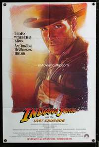 h401 INDIANA JONES & THE LAST CRUSADE advance one-sheet movie poster '89 Ford