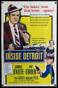 h404 INSIDE DETROIT one-sheet movie poster '55 Dennis O'Keefe, Pat O'Brien