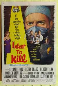 h407 INTENT TO KILL one-sheet movie poster '59 Richard Todd, Betsy Drake