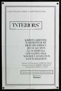 h408 INTERIORS one-sheet movie poster '78 Woody Allen, Diane Keaton