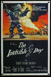 h414 INVISIBLE BOY one-sheet movie poster '57 Robby the Robot, sci-fi!