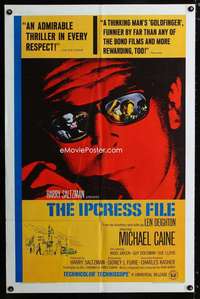 h415 IPCRESS FILE one-sheet movie poster '65 Caine, rare artwork style!