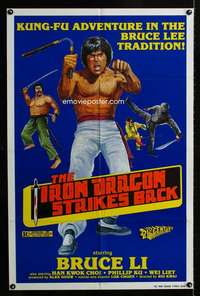 h416 IRON DRAGON STRIKES BACK one-sheet movie poster '81 Bruce Li, kung fu!