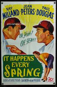 h423 IT HAPPENS EVERY SPRING one-sheet movie poster '49 Milland, baseball!