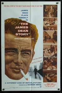 h430 JAMES DEAN STORY one-sheet movie poster '57 Was he Rebel or Giant?
