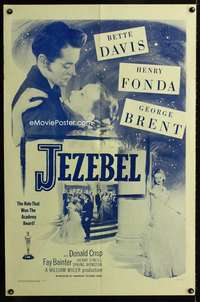 h439 JEZEBEL one-sheet movie poster R56 Bette Davis, Fonda, Brent