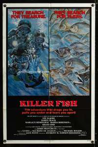 h455 KILLER FISH one-sheet movie poster '79 Lee Majors, piranha horror!
