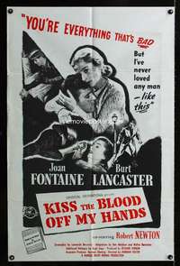 h457 KISS THE BLOOD OFF MY HANDS military one-sheet movie poster R60s