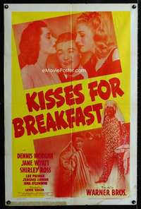 h458 KISSES FOR BREAKFAST one-sheet movie poster '41 Jane Wyatt, Morgan