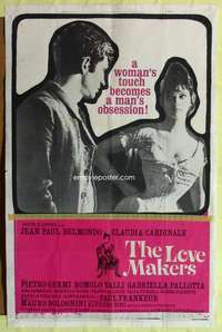 h490 LOVE MAKERS one-sheet movie poster '62 Jean Paul Belmondo, Cardinale