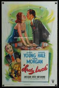 h461 LADY LUCK one-sheet movie poster '46 great romantic gambling image!