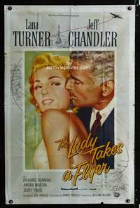 h464 LADY TAKES A FLYER one-sheet movie poster '58 Lana Turner, Chandler