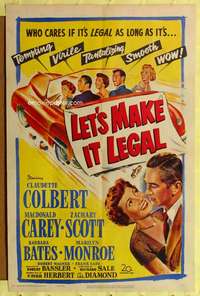 h476 LET'S MAKE IT LEGAL one-sheet movie poster '51 early Marilyn Monroe!