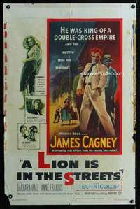 h479 LION IS IN THE STREETS one-sheet movie poster '53 James Cagney