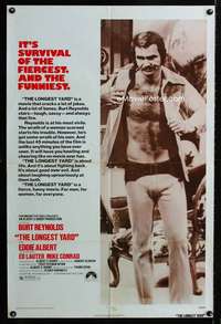h486 LONGEST YARD one-sheet movie poster '74 Burt Reynolds, football!