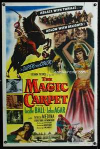 h498 MAGIC CARPET one-sheet movie poster '51 Arabian Princess Lucille Ball!