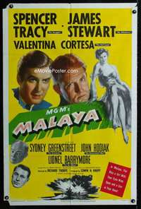 h505 MALAYA one-sheet movie poster '49 James Stewart, Spencer Tracy