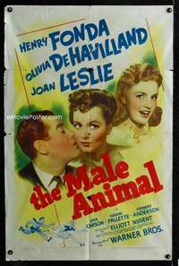 h506 MALE ANIMAL one-sheet movie poster '42 Henry Fonda, de Havilland