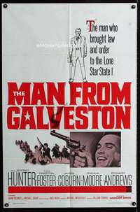 h509 MAN FROM GALVESTON one-sheet movie poster '64 Jeff Hunter in Texas!