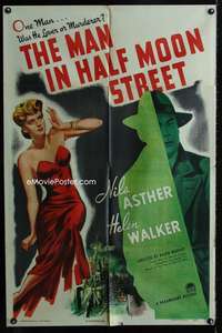 h510 MAN IN HALF MOON STREET one-sheet movie poster '44 lover or murderer?