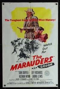 h525 MARAUDERS one-sheet movie poster '55 Dan Duryea and tough gang!