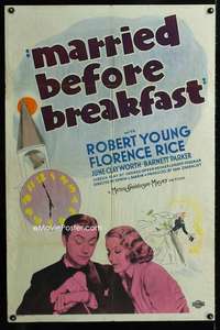 h529 MARRIED BEFORE BREAKFAST one-sheet movie poster '37 Robert Young