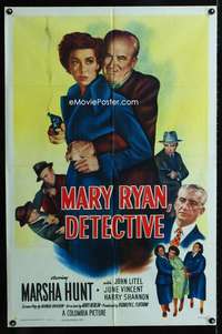 h533 MARY RYAN, DETECTIVE one-sheet movie poster '50 Marsha Hunt, Litel