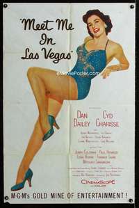 h538 MEET ME IN LAS VEGAS one-sheet movie poster '56 sexy Cyd Charisse!