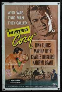 h544 MISTER CORY one-sheet movie poster '57 Curtis as pro poker player!