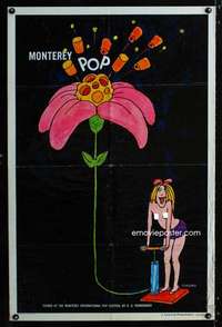 h547 MONTEREY POP one-sheet movie poster '69 rock & roll, T. Ungerer art!