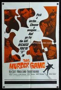 h554 MURDER GAME one-sheet movie poster '65 go for the kill, you're it!
