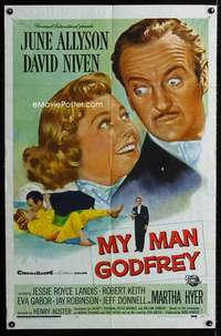 h556 MY MAN GODFREY one-sheet movie poster '57 June Allyson, David Niven