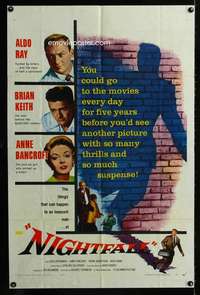 h566 NIGHTFALL one-sheet movie poster '57 Jacques Tourneur, Aldo Ray