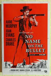 h569 NO NAME ON THE BULLET one-sheet movie poster '59 Audie Murphy w/rifle!