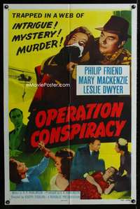 h577 OPERATION CONSPIRACY one-sheet movie poster '57 web of intrigue!