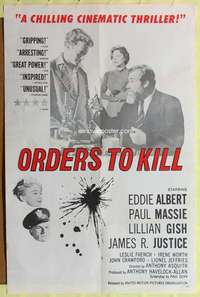 h582 ORDERS TO KILL one-sheet movie poster '58 Eddie Albert, World War II